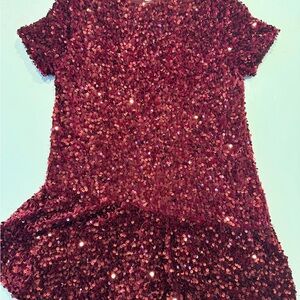 Zara Sequin Asymmetric Burgundy (Dark Red) Dress